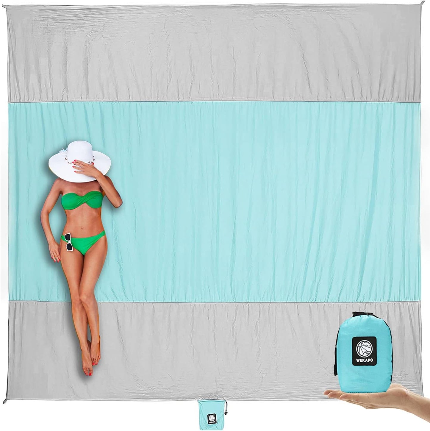 WEKAPO Beach Blanket - Extra Large Sandproof & Waterproof Mat | Quick Drying for Vacation, Picnic & Camping