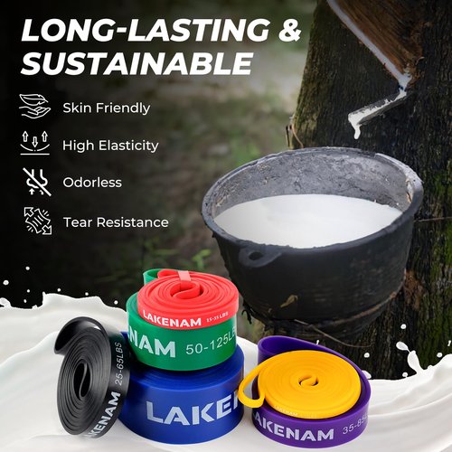 LAKENAM Resistance Bands Set, Exercise Workout Pull Up Assistance Bands with 6 Resistance Levels, Muscle Training Straps for Fitness, Working Out, Body Stretching, Physical Therapy, More