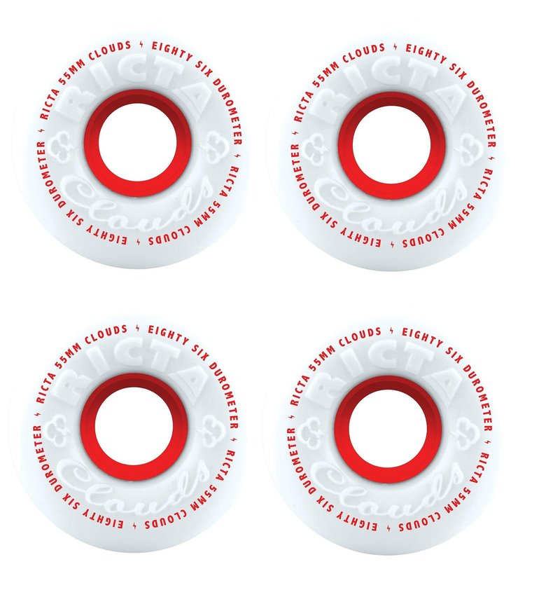 Ricta Unisex Adult Clouds 86A 86a Ditch Formula. This is A Soft Cruiser Wheel. Great for Rough Roads or Filming. - White/Red, 55mm