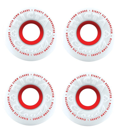 Ricta Unisex Adult Clouds 86A 86a Ditch Formula. This is A Soft Cruiser Wheel. Great for Rough Roads or Filming. - White/Red, 55mm