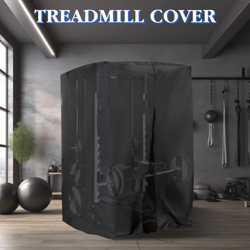 Squat Rack Cover, 420D Oxford Fabric Waterproof Power Cage Cover with Zipper & Drawstring, Large Gym Equipment Dust Cover for Power Cage, Smith Machine, Dumbbell Rack, 68" x 64" x 82.5"