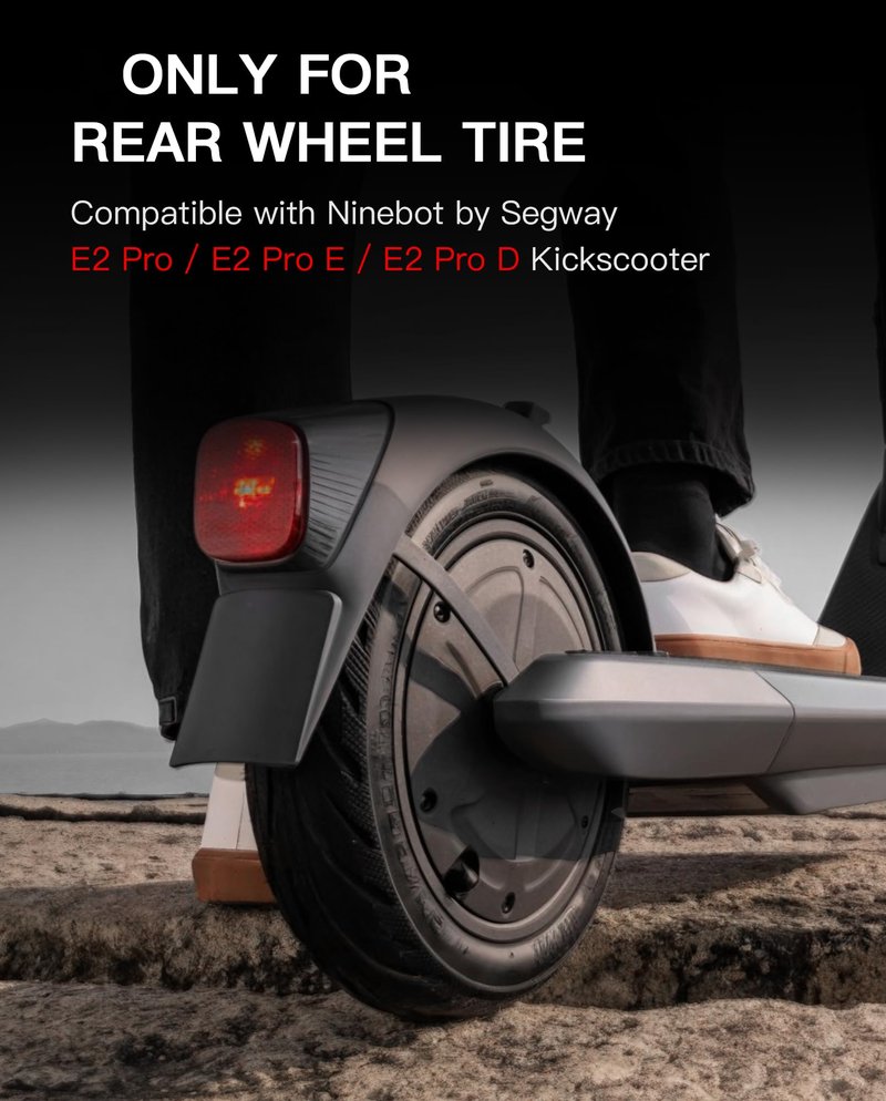 10 Inch Scooter Tire Tubeless Outer Tyre Compatible with Ninebot by Segway E2 Pro KickScooter, 60/65-6.9 Non-Slip Self-healing E2 Pro Scooter Rear Tire Original Accessories
