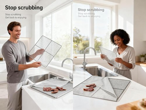 Cosori Silicone Dehydrator Tray Liners - Reusable Non-Stick Mesh Sheets, 12x13 Inch, 6-Pack for Jerky & Herbs