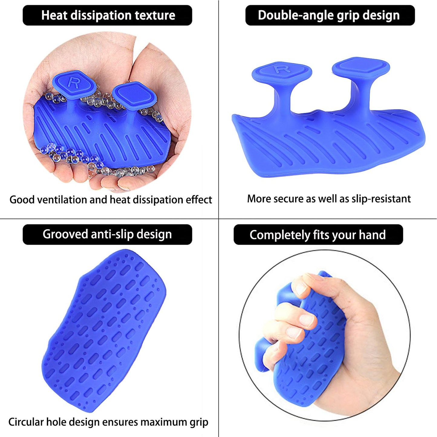 Monattrod Upgraded Weight Lifting Grips for Women & Men - Extra Large & Thick Non-Slip Gym Grips with Cooling Towel, Ergonomic Workout Gloves for Pull-Ups, Dumbbell Exercises (Blue)