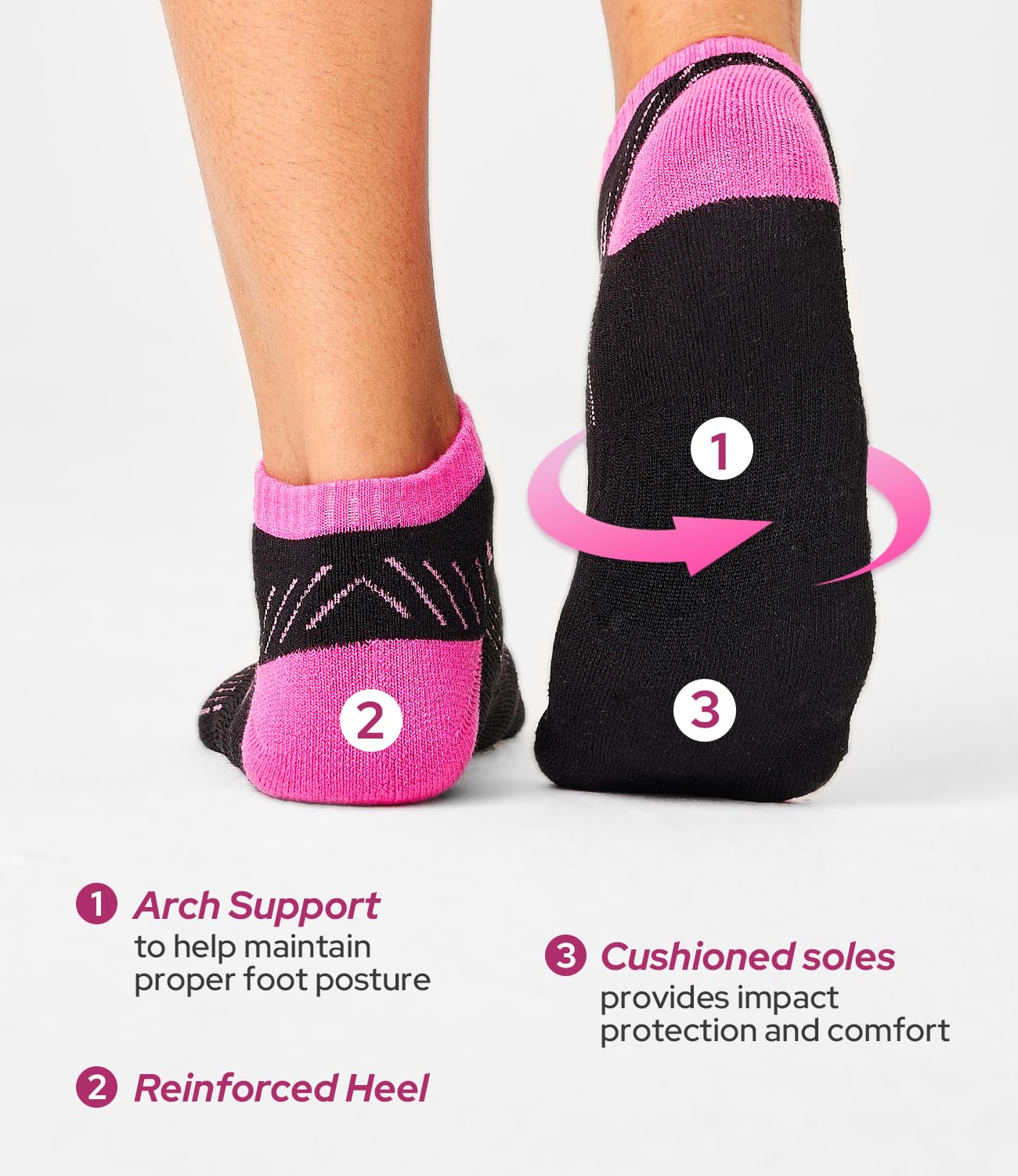 BAMBOO COOL Womens Ankle Socks Bamboo Viscose Athletic Moisture-Wicking Low Cut Running Socks Cushioned Anti-Blister