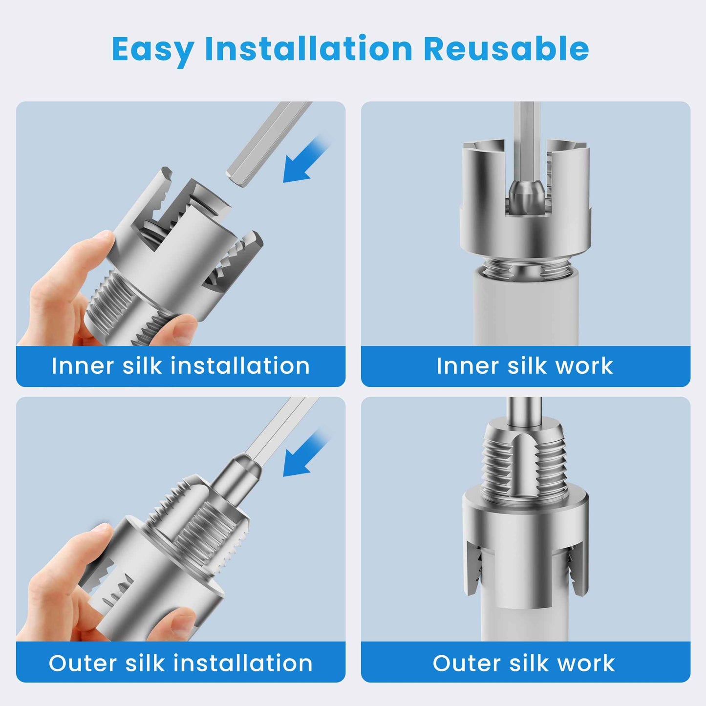 2Pcs Pipe Threading Tool, Integrated Internal & External Pipe Threading Tool, 1/2" and 3/4" PVC Pipe Threader, Electric Drill Compatible Dual-Function 2 in 1 Plastic PVC Pipe Threading Tool, Primary