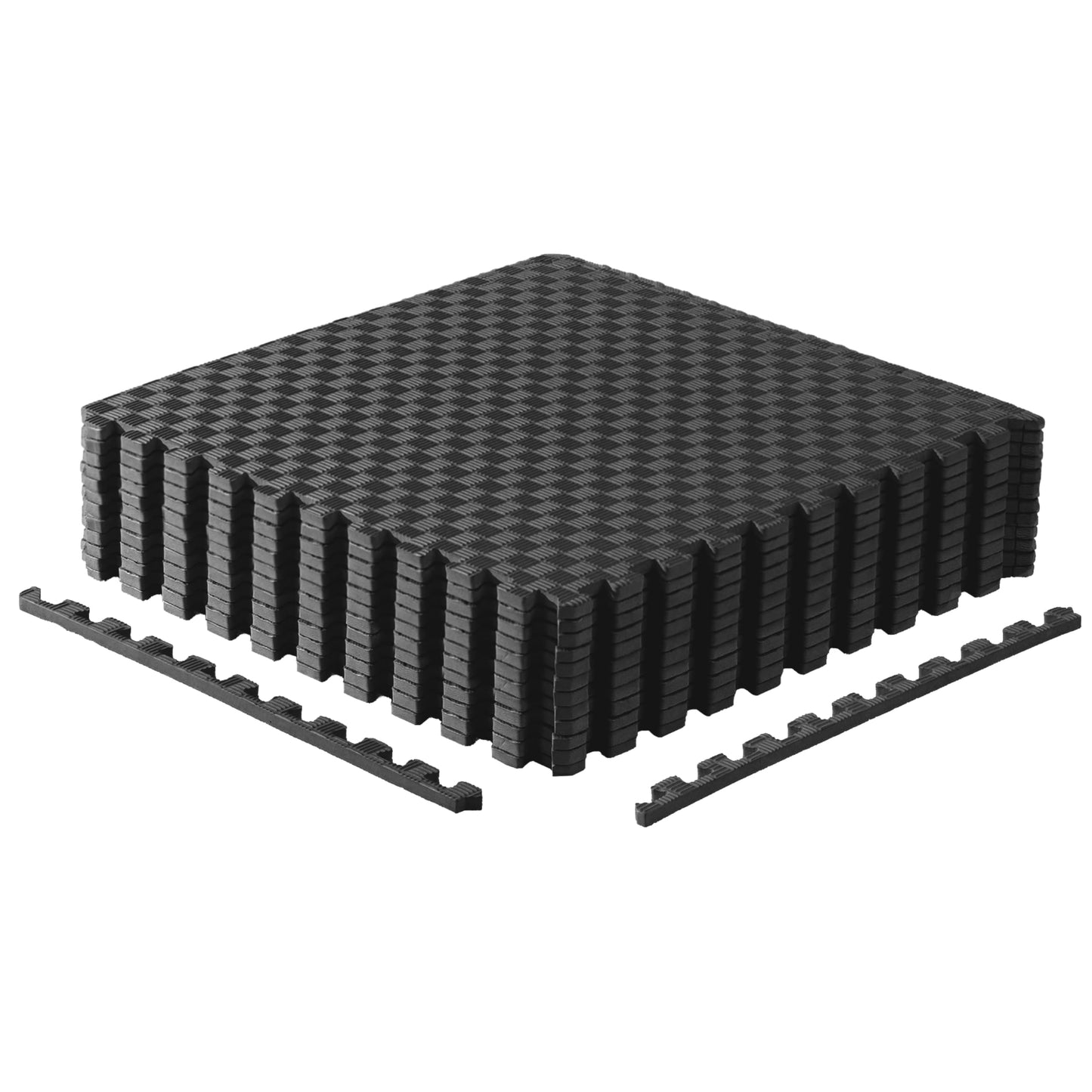 CAP Barbell 1/2-Inch Interlocking EVA Foam Exercise Puzzle Mat Home Gym Flooring - 2 Pack | 24" x 24" x 1/2" | Tatami Pattern - Black