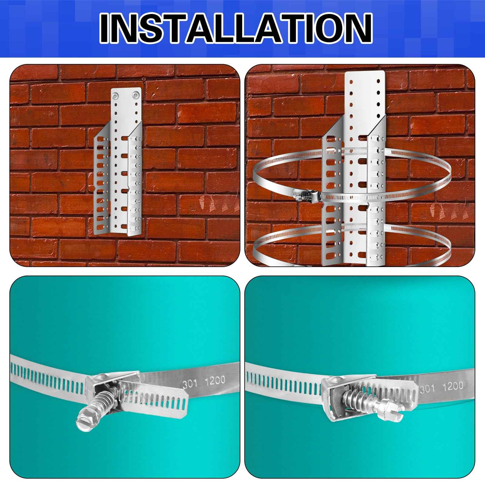 Blulu 2 Set Expansion Tank Mounting Bracket Thermal Expansion Tank Holder with 4 Water Heater Strap Earthquake Straps Nitrogen Propane Holder for 5 Gallon or 13 Inch Diameter Pole