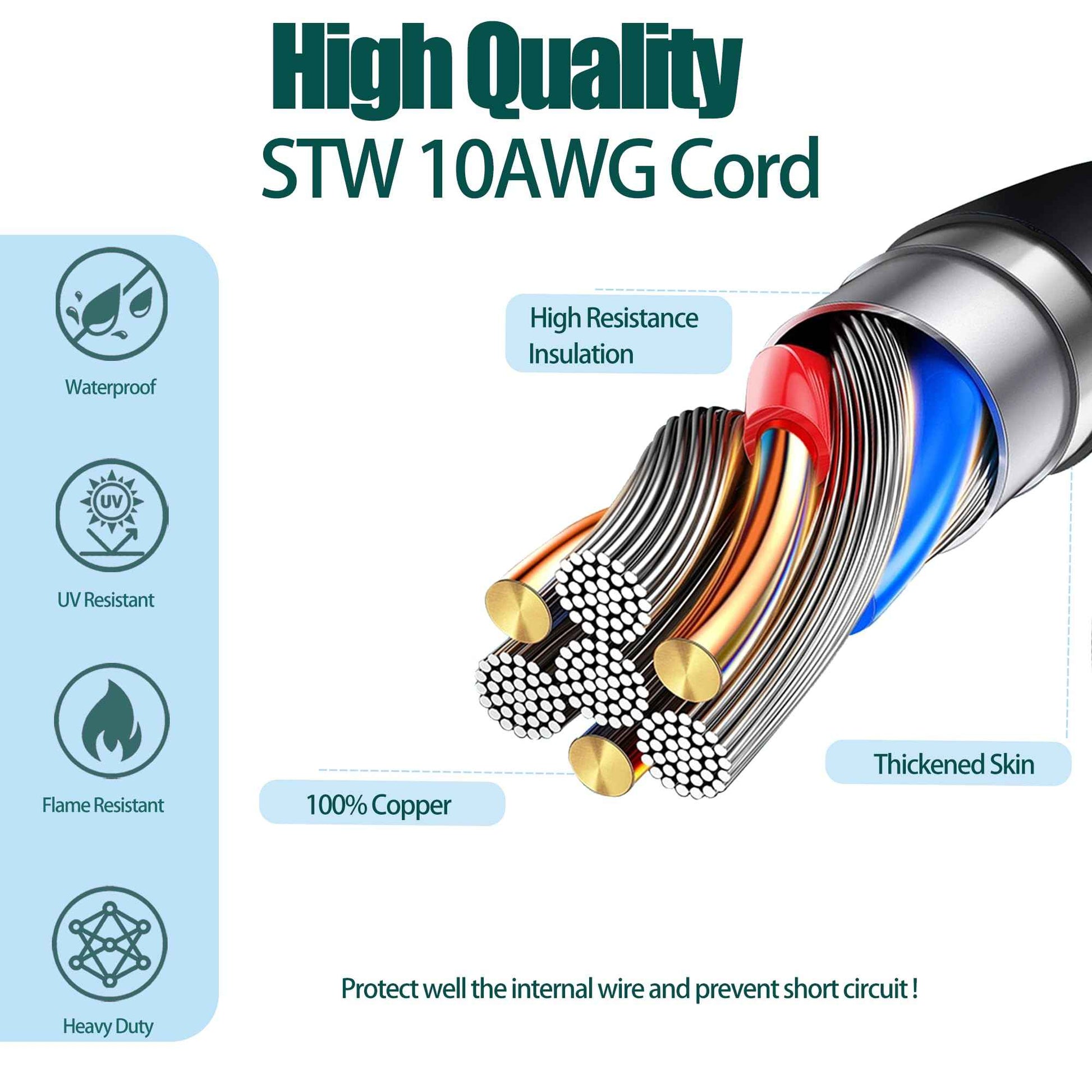 Dryer Outlet Adapter, 4 Prong to 3 Prong Dryer Adapter, Dryer Convert Cord NEMA 10-30P Male to 14-30R Female, 10 AWG 3 to 4 Prong Dryer Adapter with Safety Ground Wire