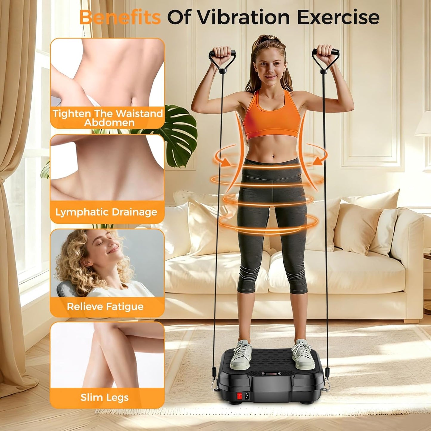 Skiennix Vibration Plate Exercise Machine - Lymphatic Drainage & Weight Loss | 400 Lbs Capacity Full Body Workout