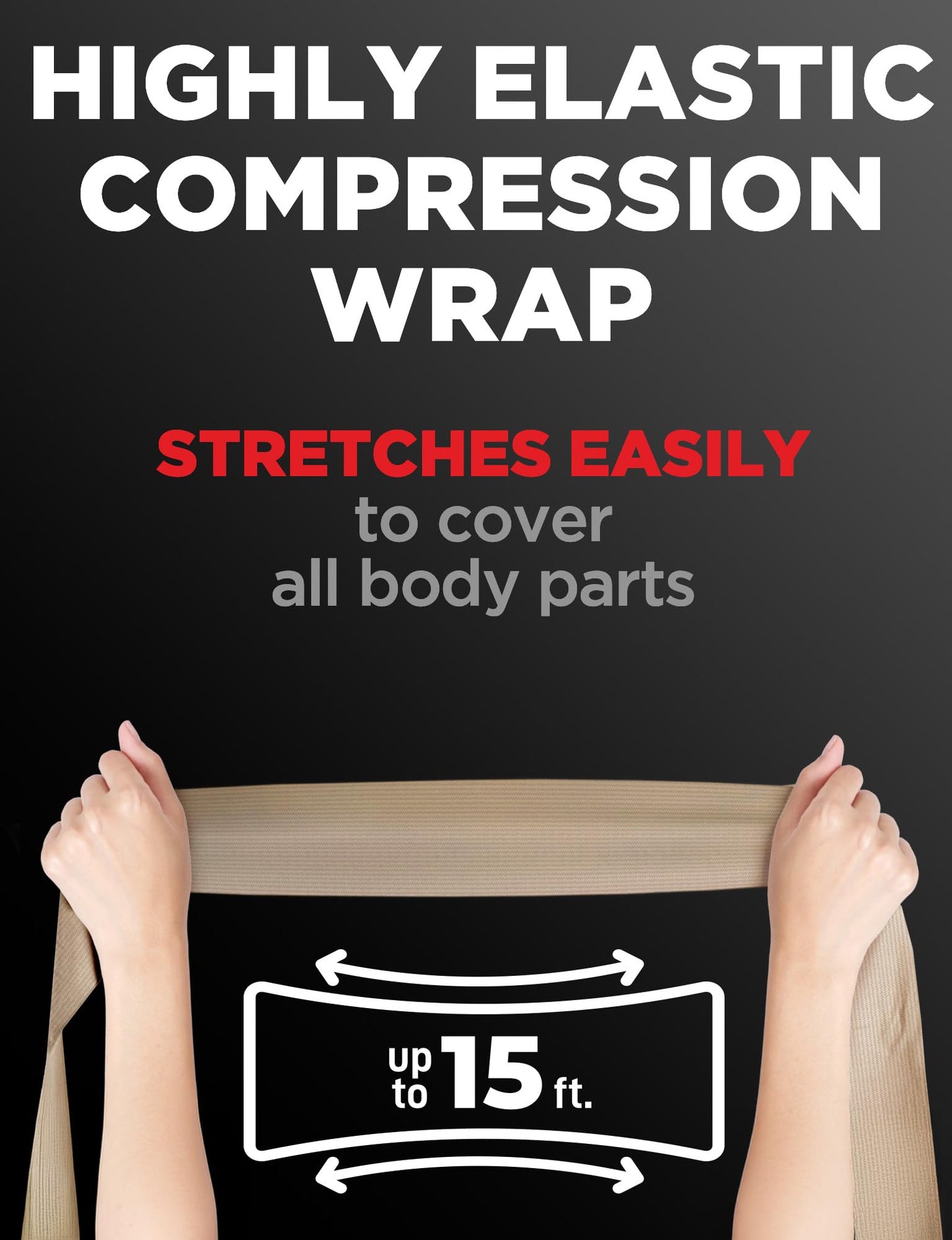 Premium Elastic Bandage Wrap - 4pk (2x3in, 2x4in) + 12 Extra Clips - Strong Compression Bandage Wrap for Leg, Arm, Wrists, Elbow, Ankles, Feet and Knees - for First Aid Kit and After Surgery Recovery