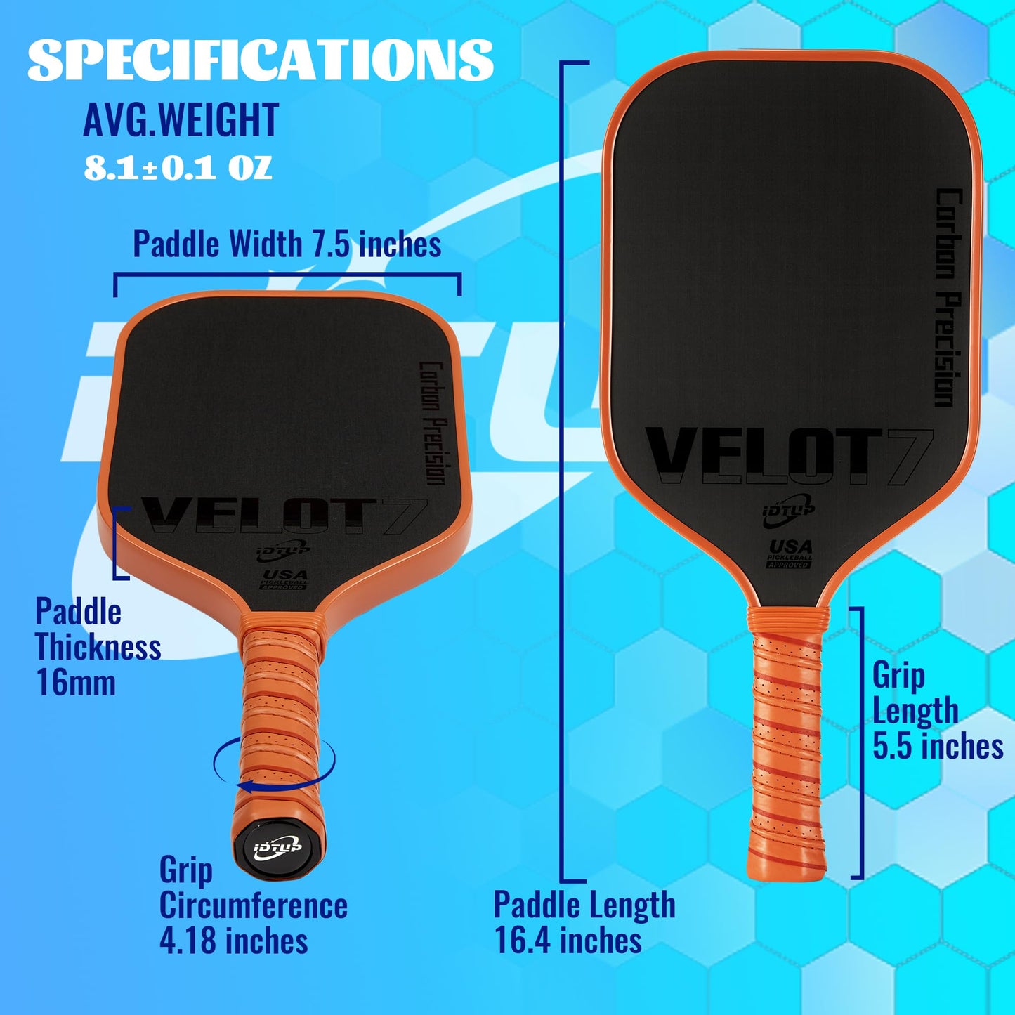 Pickleball Paddles,Carbon Fiber Pickleball Paddle – Lightweight & Durable,High-Performance Paddle for Power & Control,USAPA Approved,Ideal for All Skill Levels (T700 Carbon Fiber-Brown)