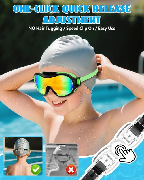 Aegend Swim Goggles for Kids 3-15 | Anti-Fog, UV Protection & Wide Vision - Waterproof Design