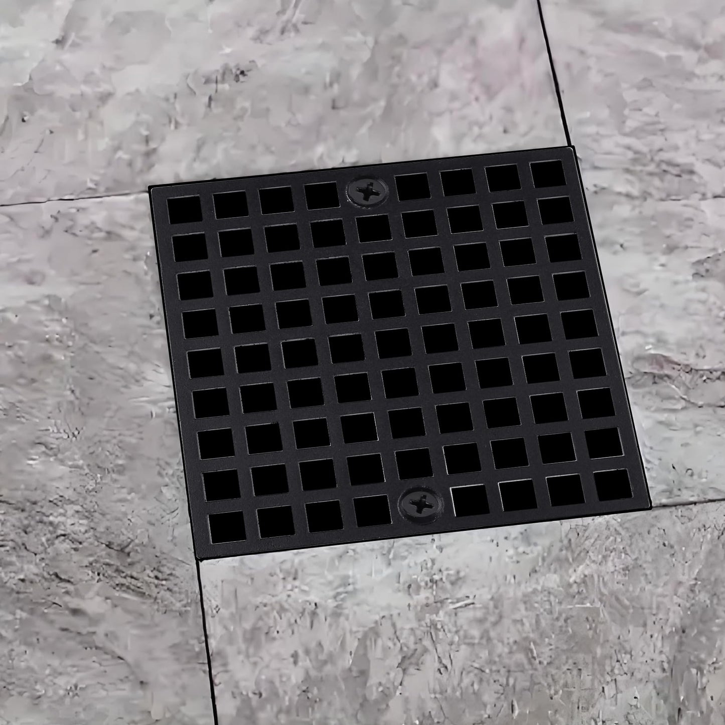 4" Matte Black Shower Drain Cover, 304 Stainless Steel Square Floor Drain Cover Replacement, Drain Strainer and Hair Catcher for Showers, Bathrooms, and Sinks