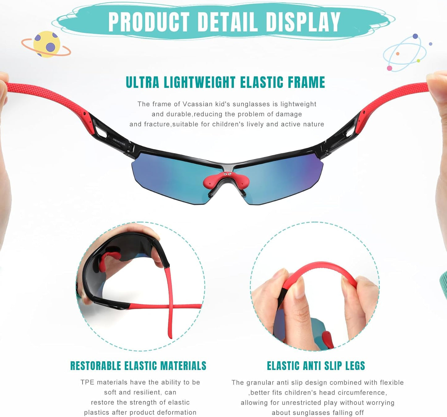 Skiennix Kids Sunglasses - Polarized Baseball Goggles for Boys & Girls Ages 3-12 | UV Protection