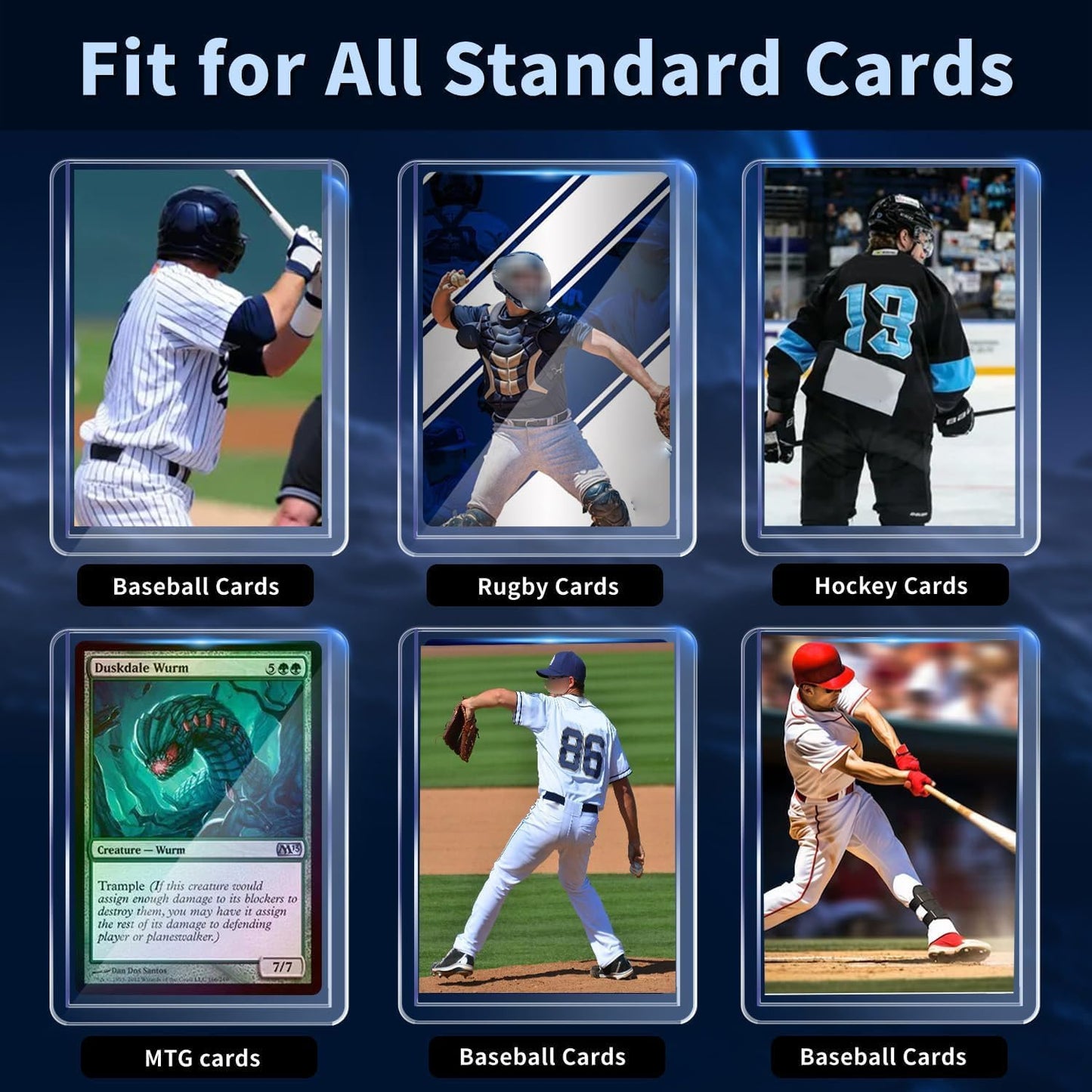 Skiennix 400 Card Sleeves - Premium Hard Plastic Trading Card Holders | 3" x 4" Sports Protectors