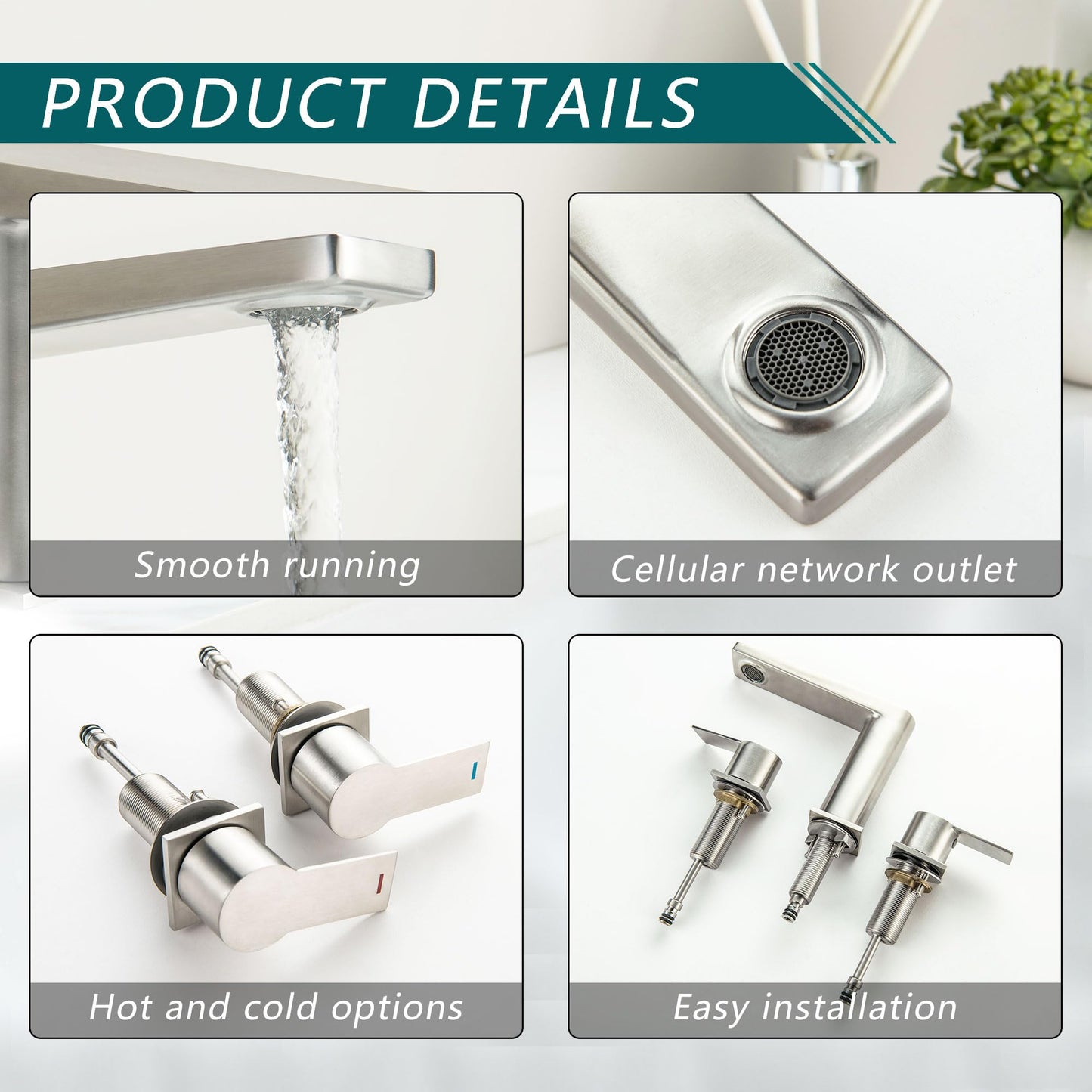 LUOGULIANG 2 Handle Deck Mount Tub Faucet, Roman Bathtub Faucet Set, 3 Hole Widespread Bathtub Faucet High Flow, Brushed Nickel