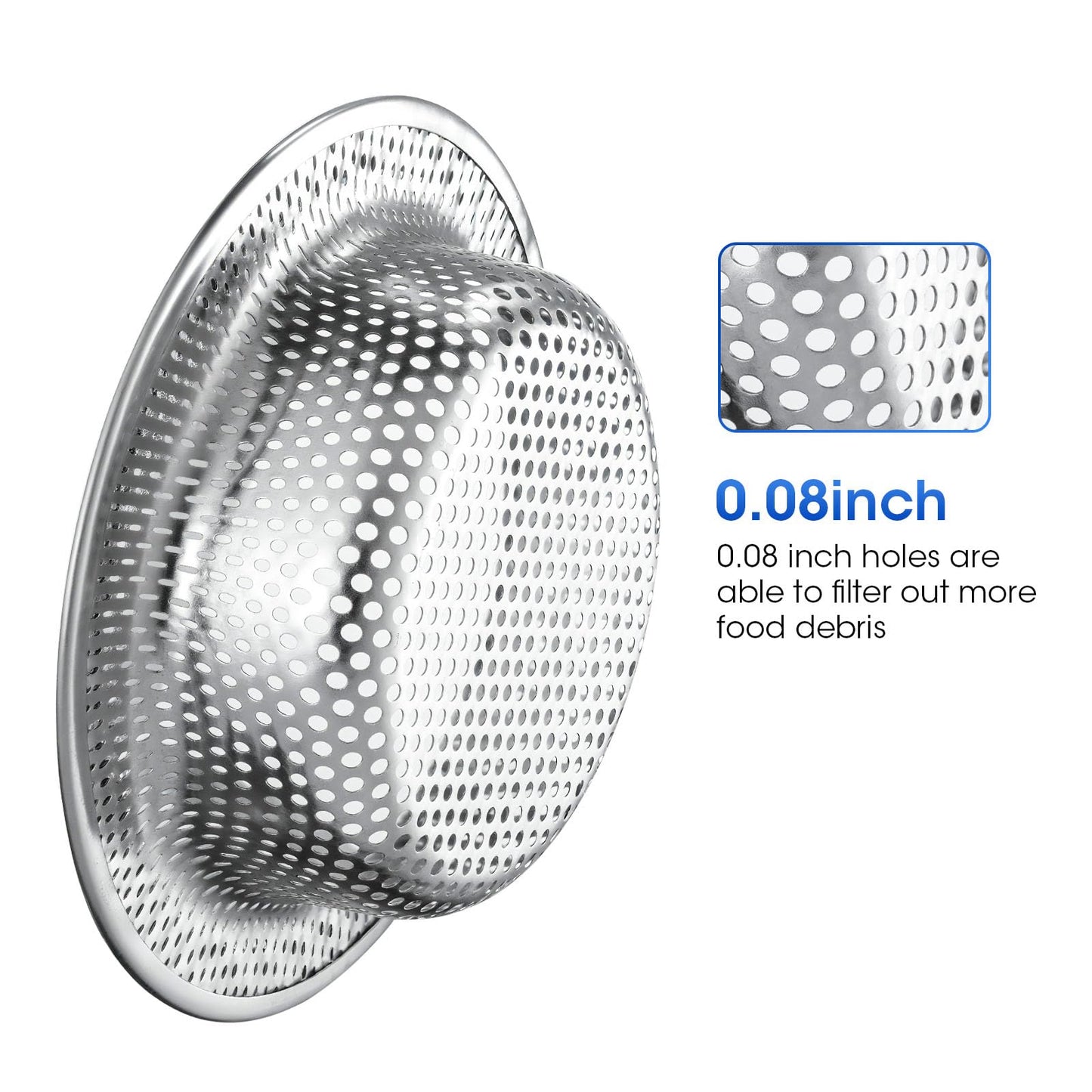 2 Pack 4.5" Kitchen Sink Strainer with Handle,Stainless Steel Sink Drain Strainer Basket, Kitchen Food Catcher for Sink Drain, Anti-Clog Design, Fast Flow, Dishwasher Safe.