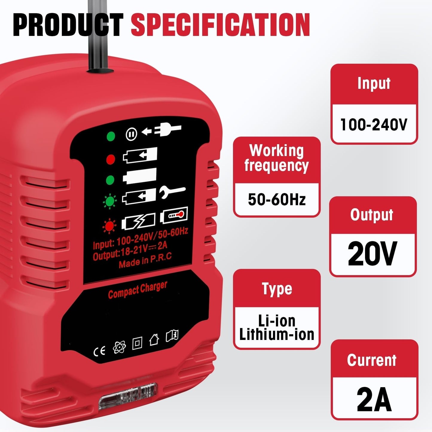 for Bauer 20V Battery Charger - Compact & Lightweight, 1/3 Smaller Than Original, Space-Saving Design for Travel (110V for Home Input)