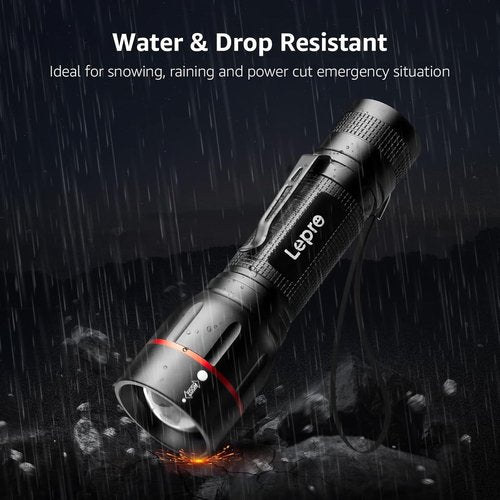 Lepro LED Flashlight - High Lumens, 5 Lighting Modes, Waterproof & Zoomable | 2 Pack for Camping & Emergencies
