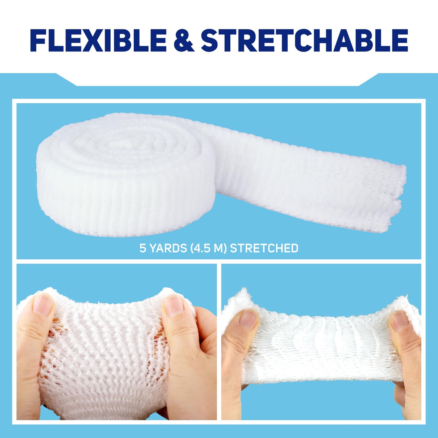 Care Science Elastic Stretch Net, 1 Roll, 5 Yards | Premium First Aid Wound Care, Secures Wound Dressings Firmly & Comfortably in Place