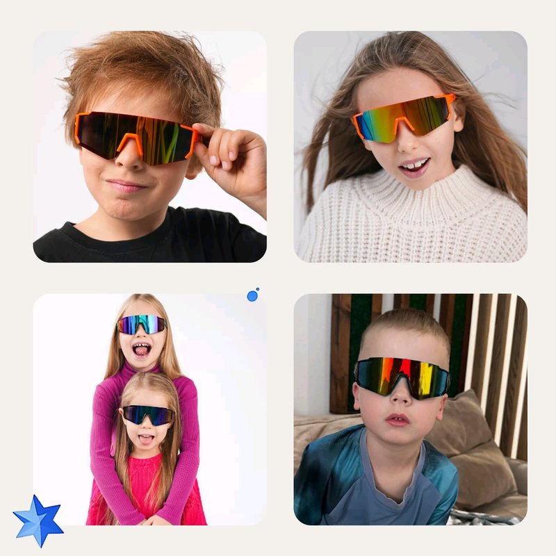 VIA LEECA Youth Baseball Sunglasses Boys Girls Kids Age 6-12 Softball Cycling Sports Beach Football Running Sun Glasses UV400 Protection Mirror Lens Lightweight Red White Frame