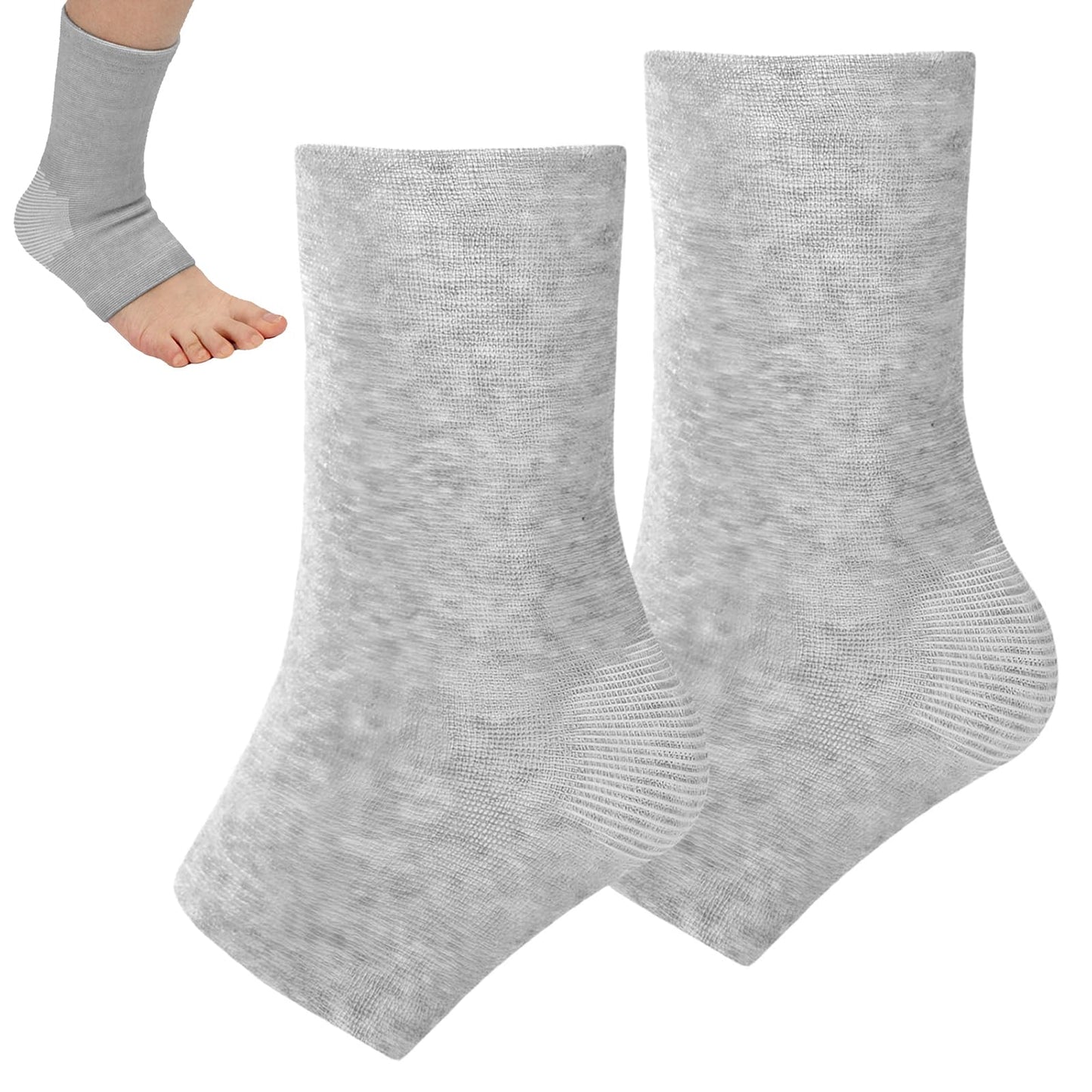 Xorim Ankle Compression Sleeve, Foot Compression Sleeve, Soft and Breathable Foot Sleeves,Socks for Arch Support(Gray)