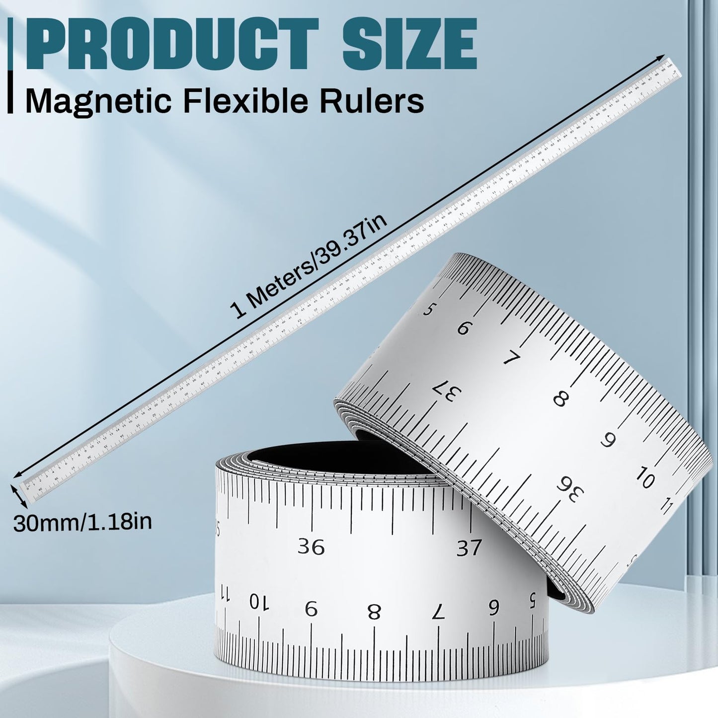 Relaxweex 1 Pcs 39.37 Inch Magnetic Ruler Flexible Magnetic Ruler Magnet Measuring Tape with Both Inches and Centimeters, Suitable for Whiteboard, Lathes, Workshops, Table Saws, Mills, Easy to Take