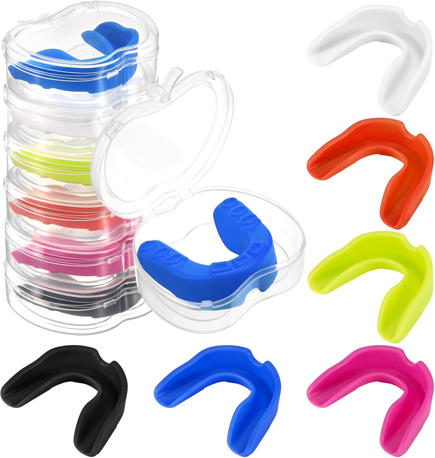 Skiennix 6-Pack Mouth Guard for Sports - Moldable Youth Silicone Mouthguards with Storage Box
