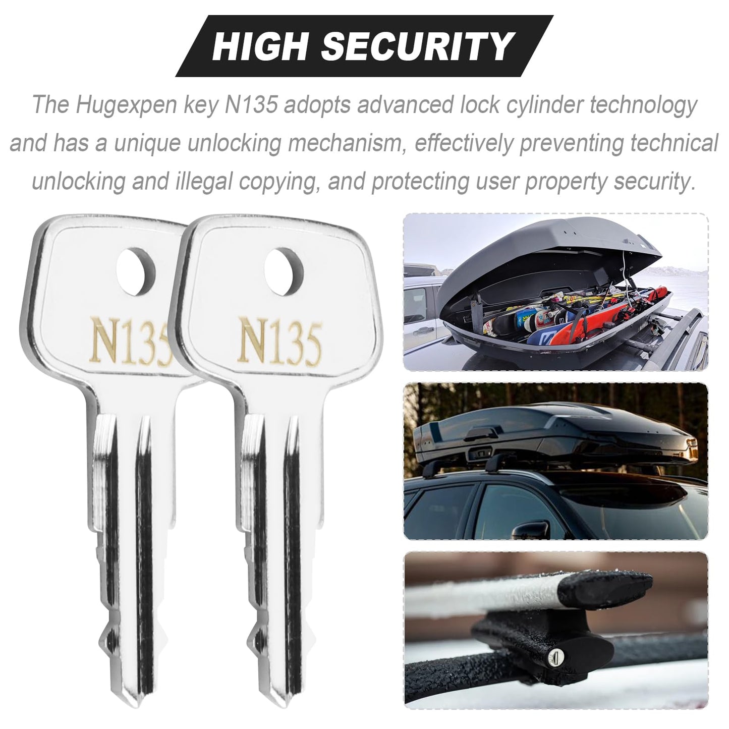 N135 Key Replacement for Thule Rack Core, Key Cylinder for Bike Rack Lock, Roof Cargo Lock, Roof Rack Locks, Cross Bars, Towers, Ski Rack Etc