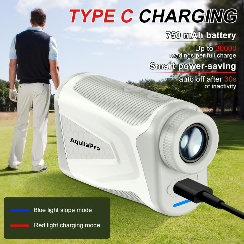 AquilaPro Mini4 Golf Rangefinder with Slope, Newly Upgraded Magnet, 1,000 Yards Range Finder Golf, 0.5 Yard Accuracy, 7X Magnification, Flag Lock Vibration, Rechargeable Golf Laser Rangefinder