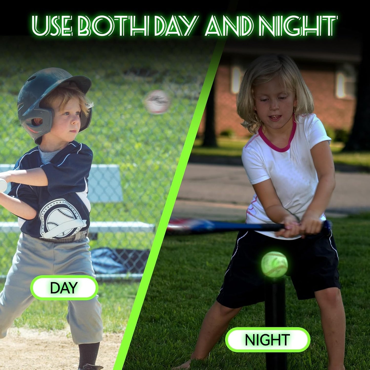 Skiennix Glow-in-the-Dark Foam Baseballs - 17-Pack Light-Up T-Ball Set for Kids Ages 3-10