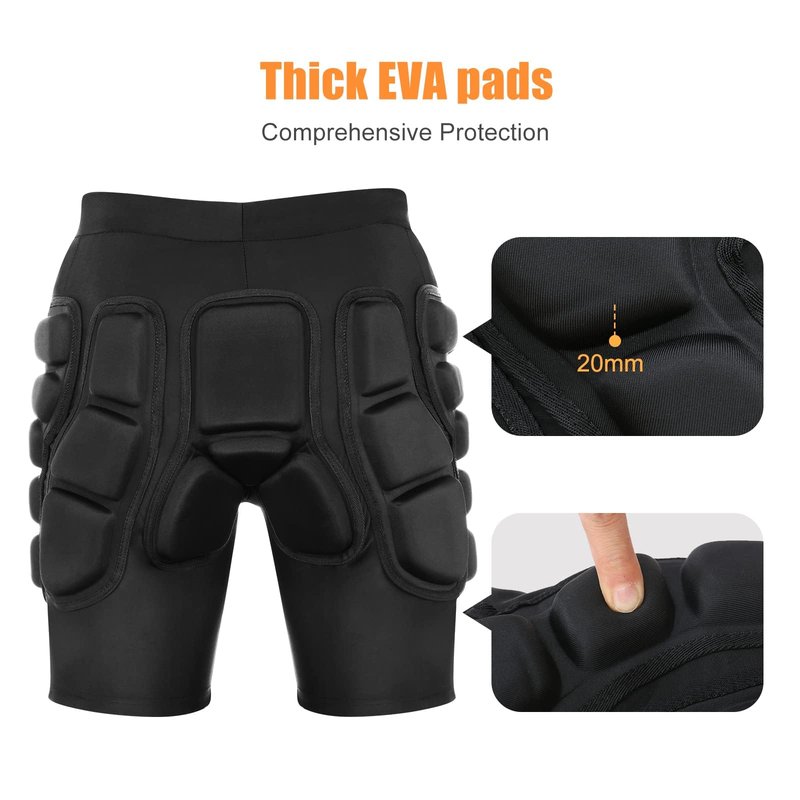 Relaxyee Impact Shorts with 3D EVA Hip & Tailbone Pads – Padded Protection for Snowboarding, Skiing & Skating | Breathable Crash Pants for Men & Women
