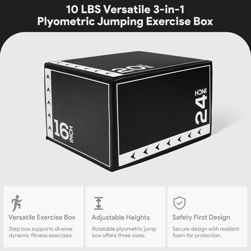 BalanceFrom 3-in-1 Foam Plyometric Jump Box - Versatile Non-Slip Surface for Strength & Agility Training