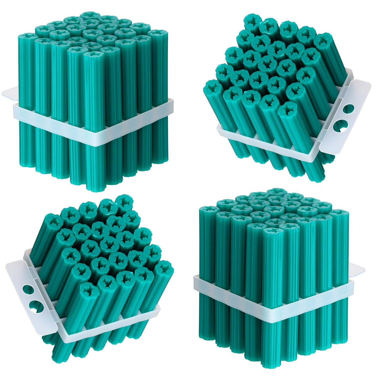 Lineshading 100 Pcs Expanding Plastic Concrete Anchors Screw Anchors Drywall Wall Expansion Pipe for Hollow Walls Tile Cement Bolt Expansion Tube(1/4" X 2" for #10,#11, or #12 Screws,Green)