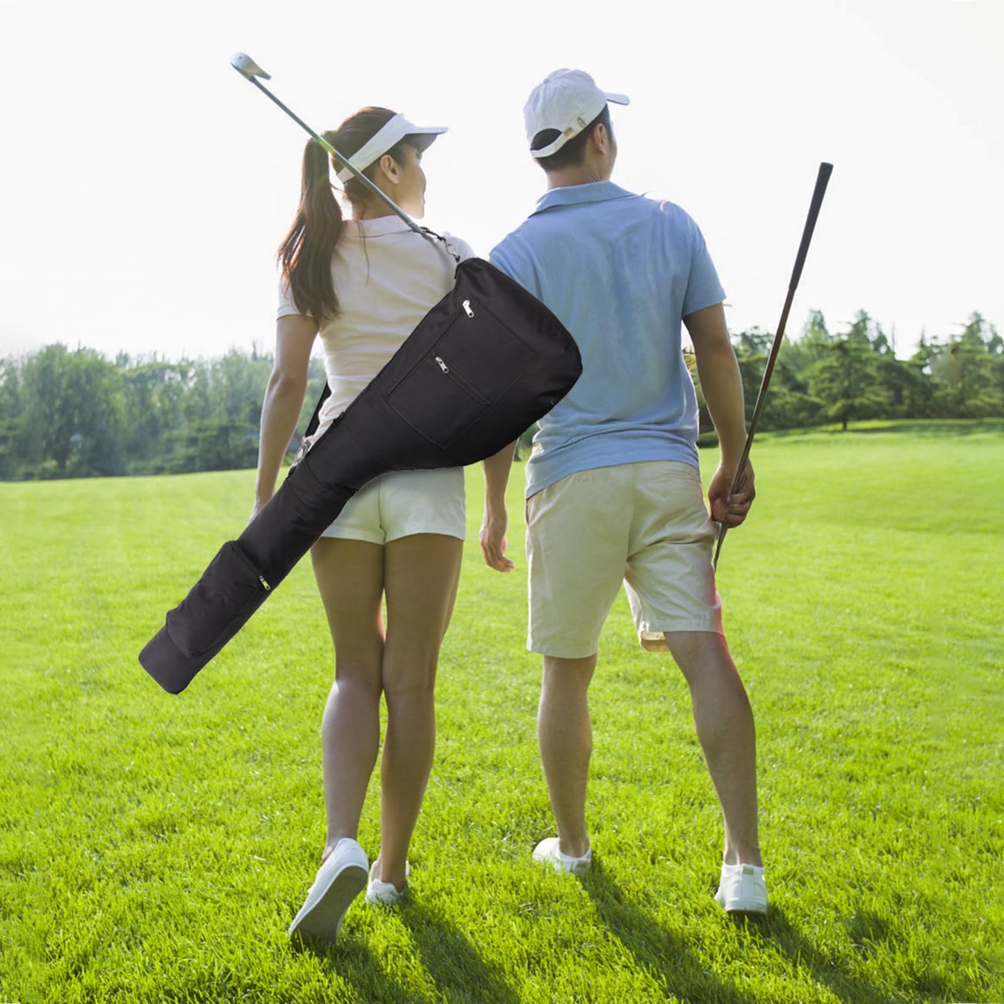 Bekith Golf Bag, Lightweight Golf Travel Bags Foldable Golf Carry Bag for 8-10 Golf Clubs, Waterproof Small Golf Carry Bags for Men, Women (Black)
