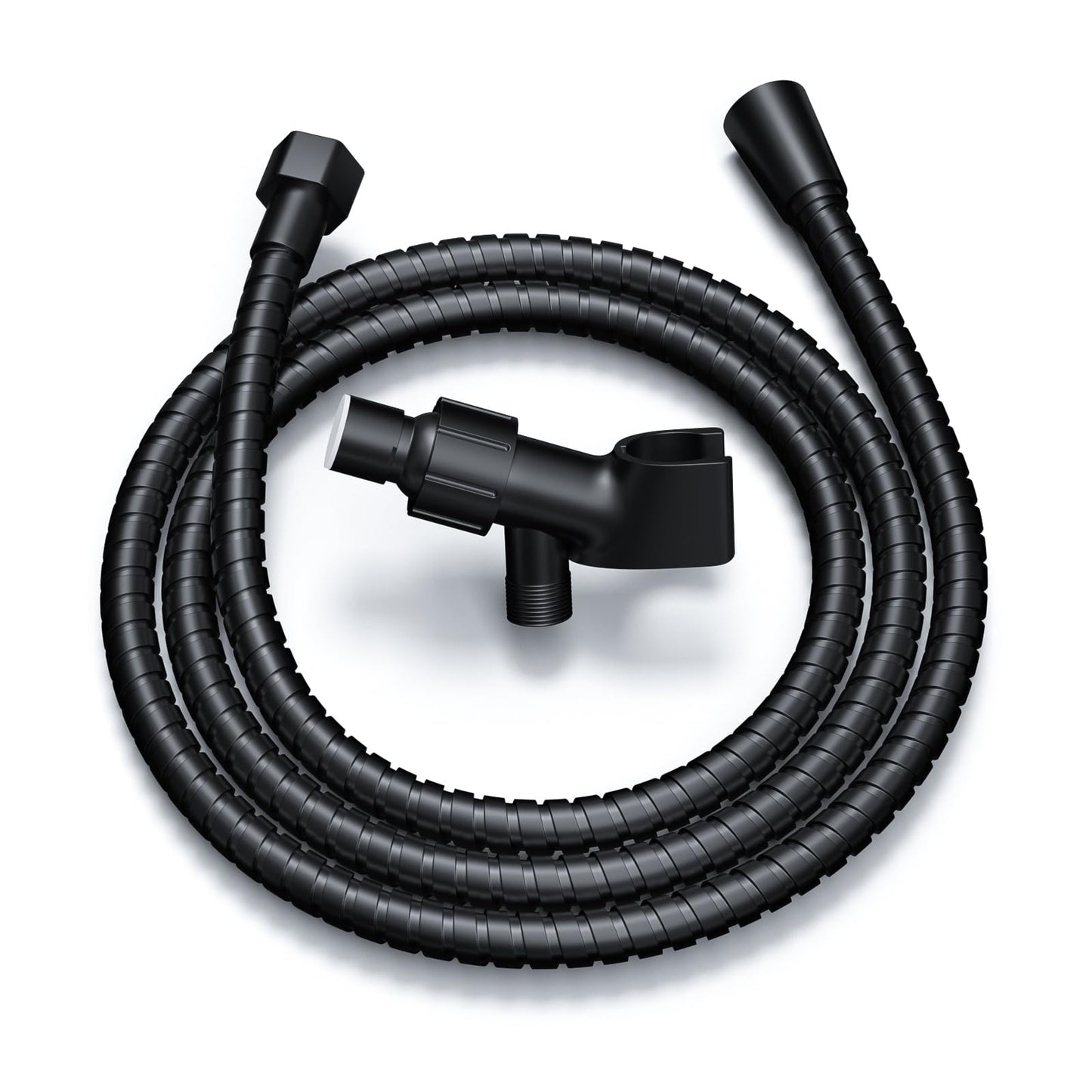 MAYYAYA Adjustable Shower Head Holder & Hose Kit | Premium ABS Bracket with 360° Rotatable Brass Ball, No Tools Install for Most Handheld Showers(Black Hose and Holder)