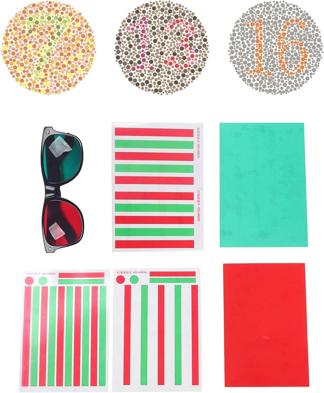 Red Green Vision Correction Cards - Myopia & Strabismus Eye Training Glasses for Amblyopia