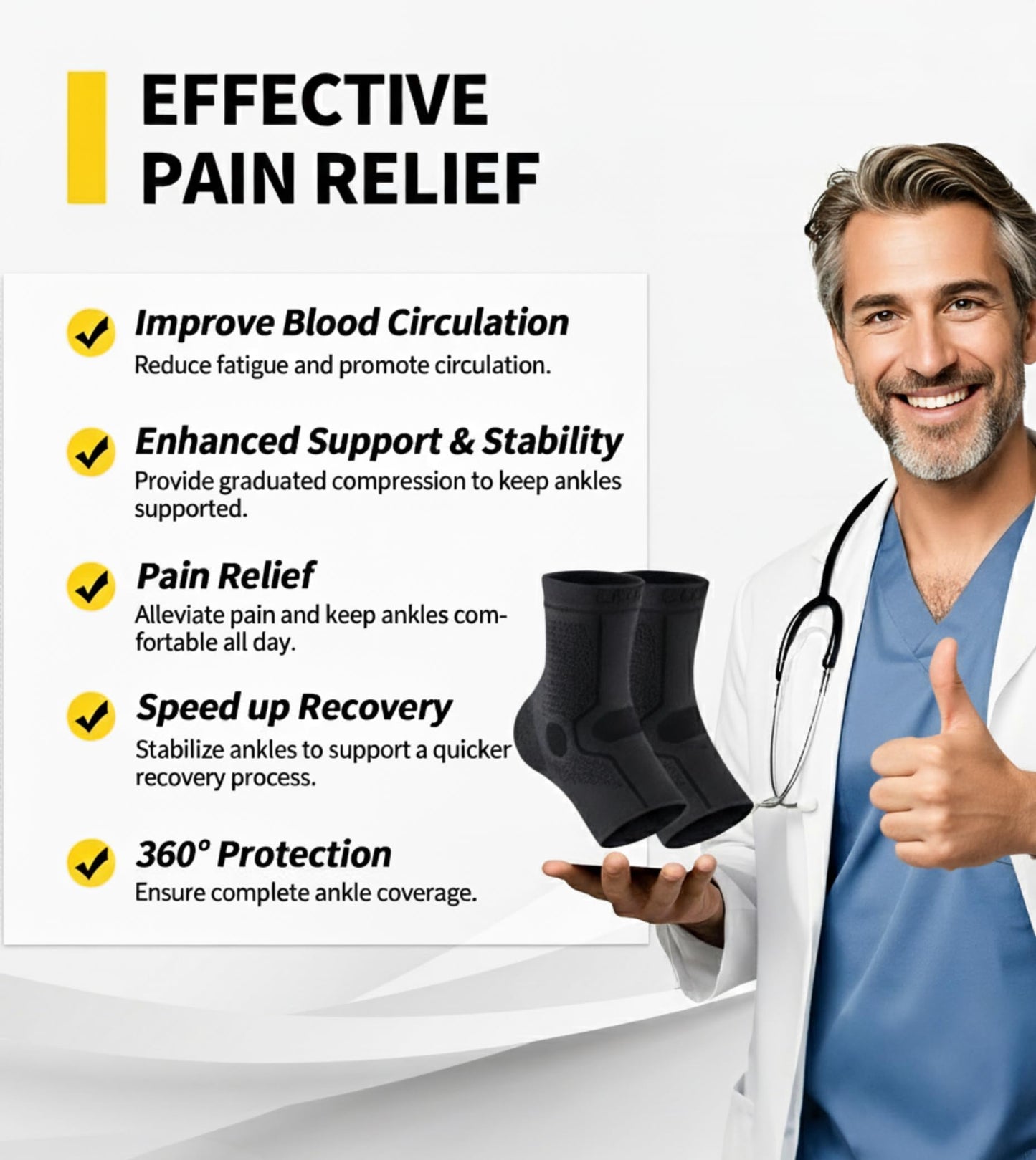 CAMBIVO 1 Pair Ankle Braces for Men and Women, Ankle Compression Socks for Foot Pain, Daily Wear, Fitness, Working, Achilles Tendonitis Relief Ankle Sleeve