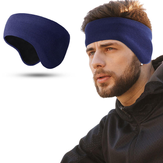 WTACTFUL Winter Ear Warmer Fleece Headband for Men Double-Layer Ear Muffs for Winter Headbands for Women Thermal Ear Covers for Cold Weather Ski Running Cycling Hiking Blue