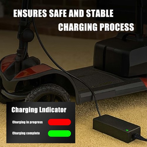 24V 2A 3-pin XLP Electric Scooter Charger Compatible with Go-Go Elite Traveller, Pride Mobility, Jazzy Power Chair Charger & Plus Ezip Mountain Trailz