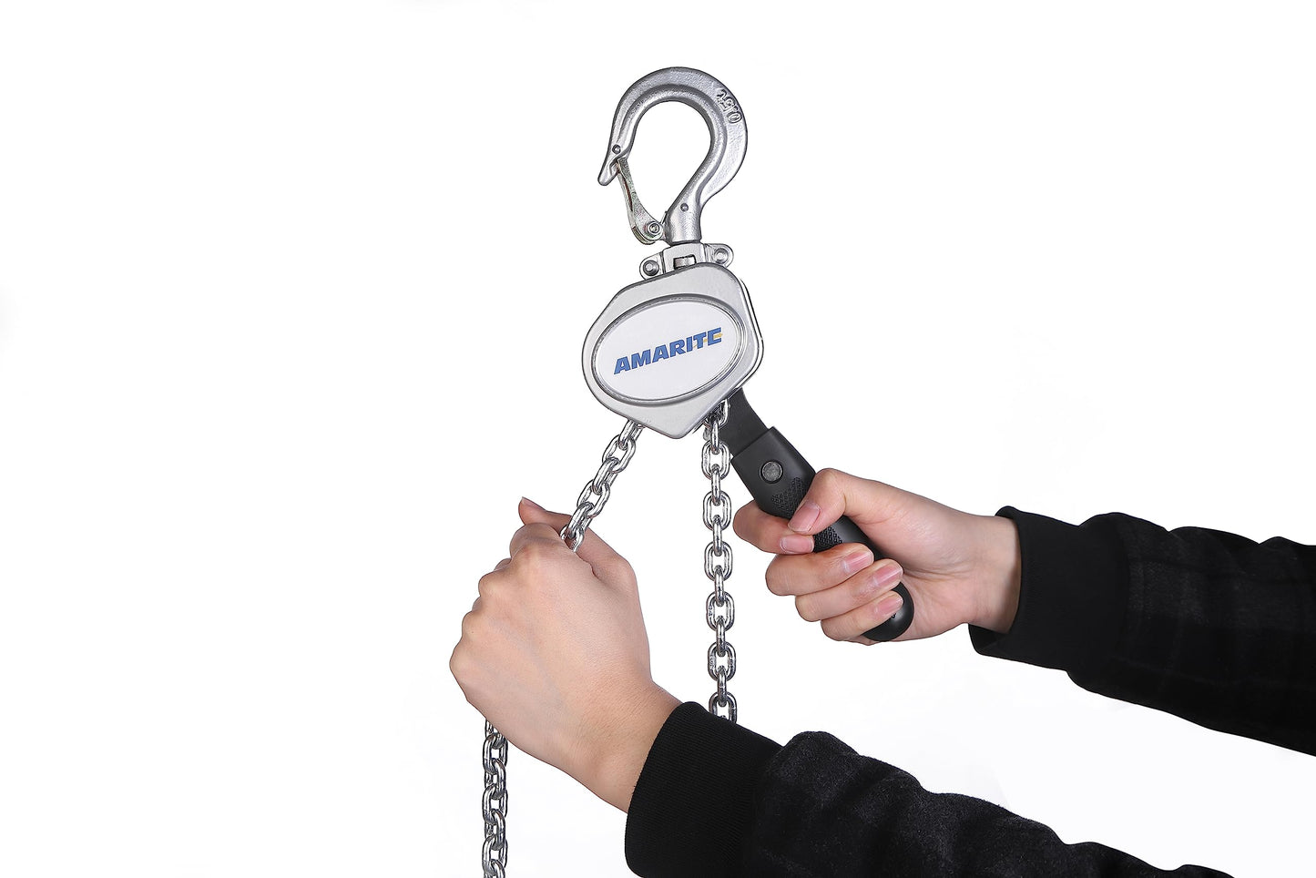 Amarite Mini Hand Lever Chain Hoist -0.25t 550lbs Come Along Chain Block with Alloy Steel G80 3M 10ft Chain-Light Weight Portable Mini-Puller Hoist 1/4 Ton Lifting Capacity, 10 Ft Lifting