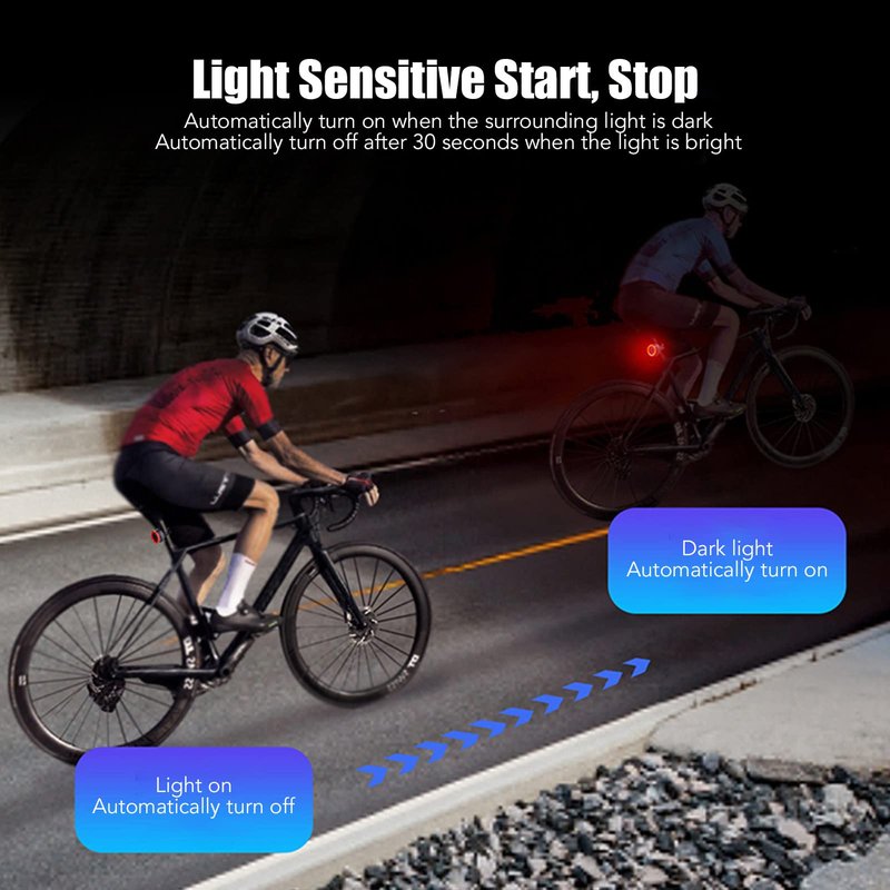Sensing Tail Light, and Sensitive Brake LED Rear Light, USB Charging, IPX5, for Road Mountain Bikes