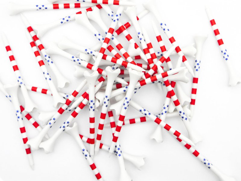 BM Outdoors 3-1/4 Inch Plastic Golf Tees, American Flag, Stars and Stripes, 100 Count Plastic