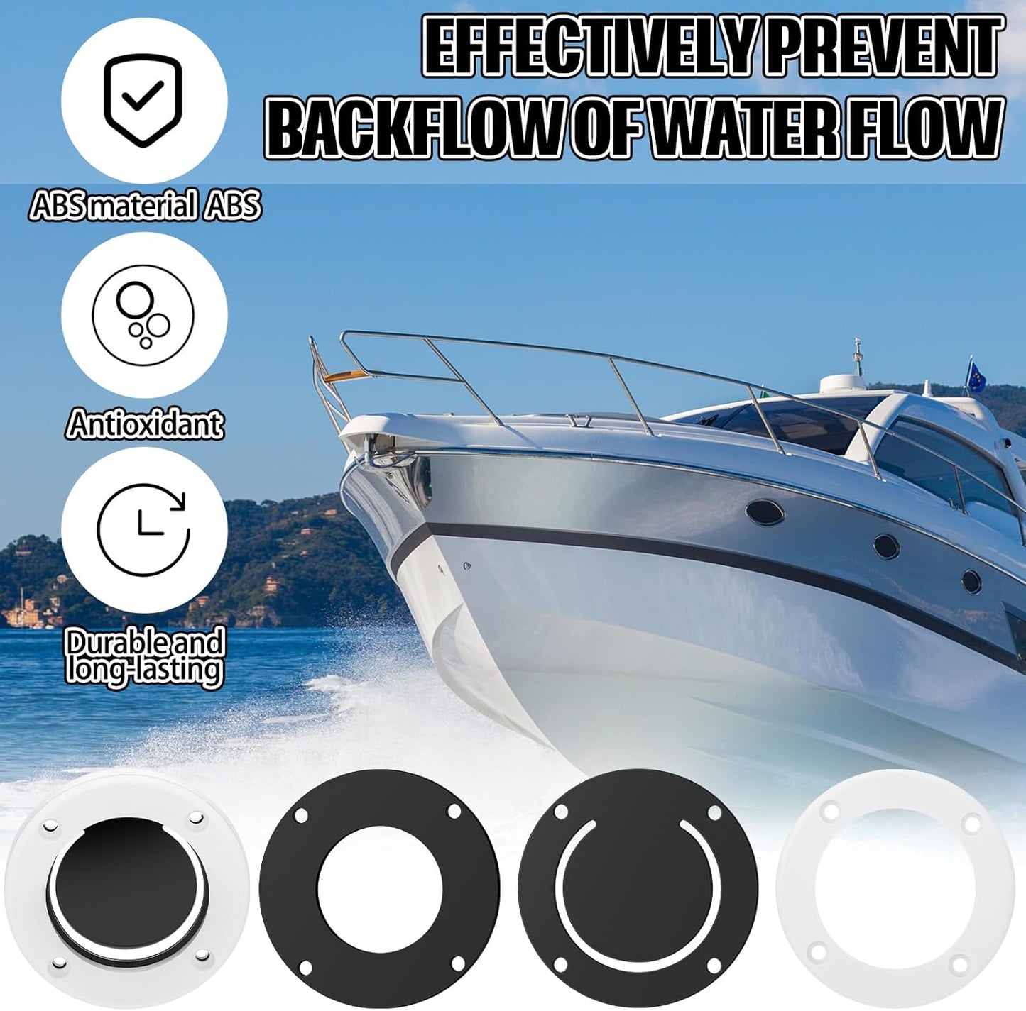 Threlaco Boat Scuppers - Self-Bailing Cockpit Mounted Scupper Valve | Includes 2-7/8 Inch Valve for Hull Repair