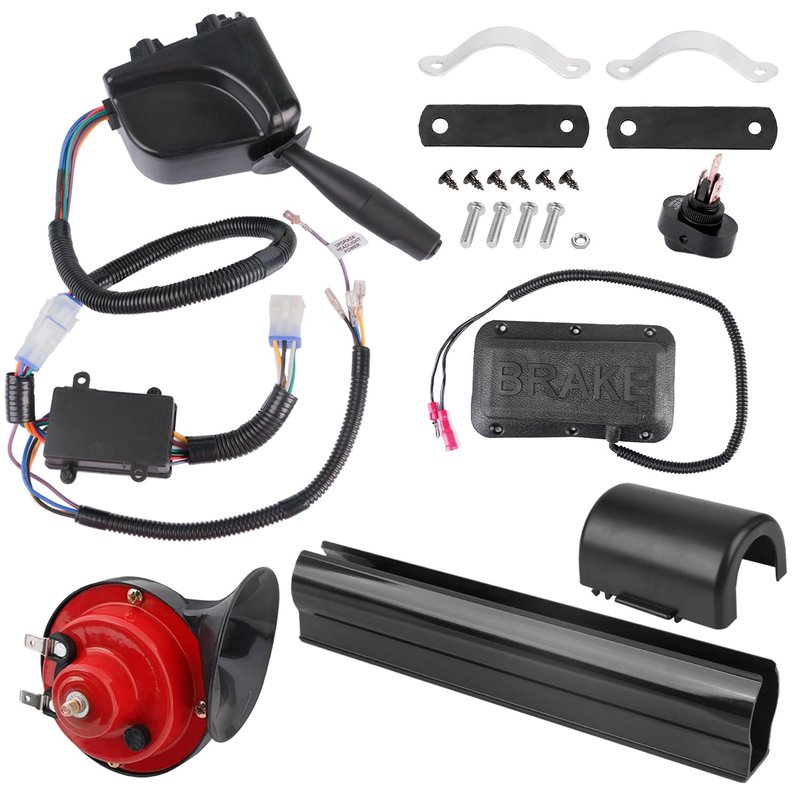 CartClan 12V Universal Golf Cart Turn Signal Kit, Golf Cart Upgrade Turn Signal Switch Kit with 9-Pin Harness, Horn, Brake pad, Instruction, Suitable for Club Car, EZGO, Yamaha Golf Carts