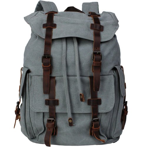 Bebowden Retro Canvas with Cowhide 30L Large Capacity Backpack Suitable for Men'and Women Multifunctional Rucksack for Hiking/Traveling/Travel (8269 Teal)