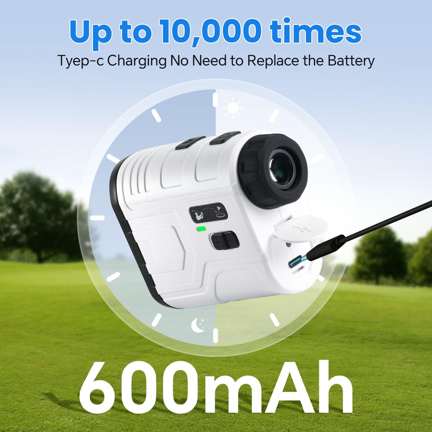 1200 Yards Range Finder Golf with Slope, 7X Magnification Range Finder, Lightweight Portable Rechargeable Rangefinder, Flag Lock Vibration, Switch for Legal, Range Finders for Golf Accessory (White)
