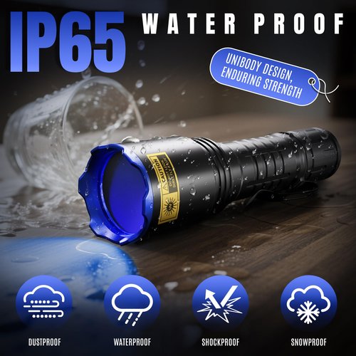 VMTENMV 365nm UV Flashlight with LCD Display Powerful Black Light Flashlight Ideal for Pet Urine Detection, Resin Curing, Bloodstain Tracking, Rock and Scorpion Detection