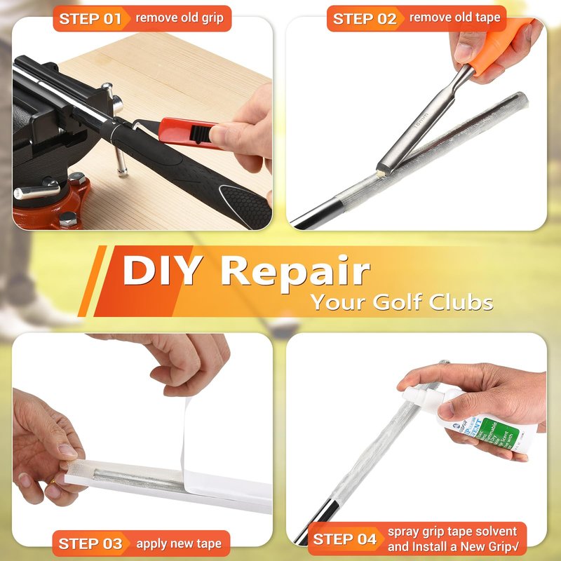 AugFir 2-in-1 Golf Grip Kit for Regripping Golf Clubs, Portable Golf Club Regripping Kit with Golf Grip Solvent, Quick Adjustment Table Vise Rubber Clamp for Golf Grip Removal Tool